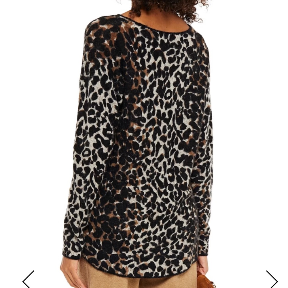 360 Cashmere Frankie Leopard Print Crewneck Sweater Size Medium - Picture 3 of 11